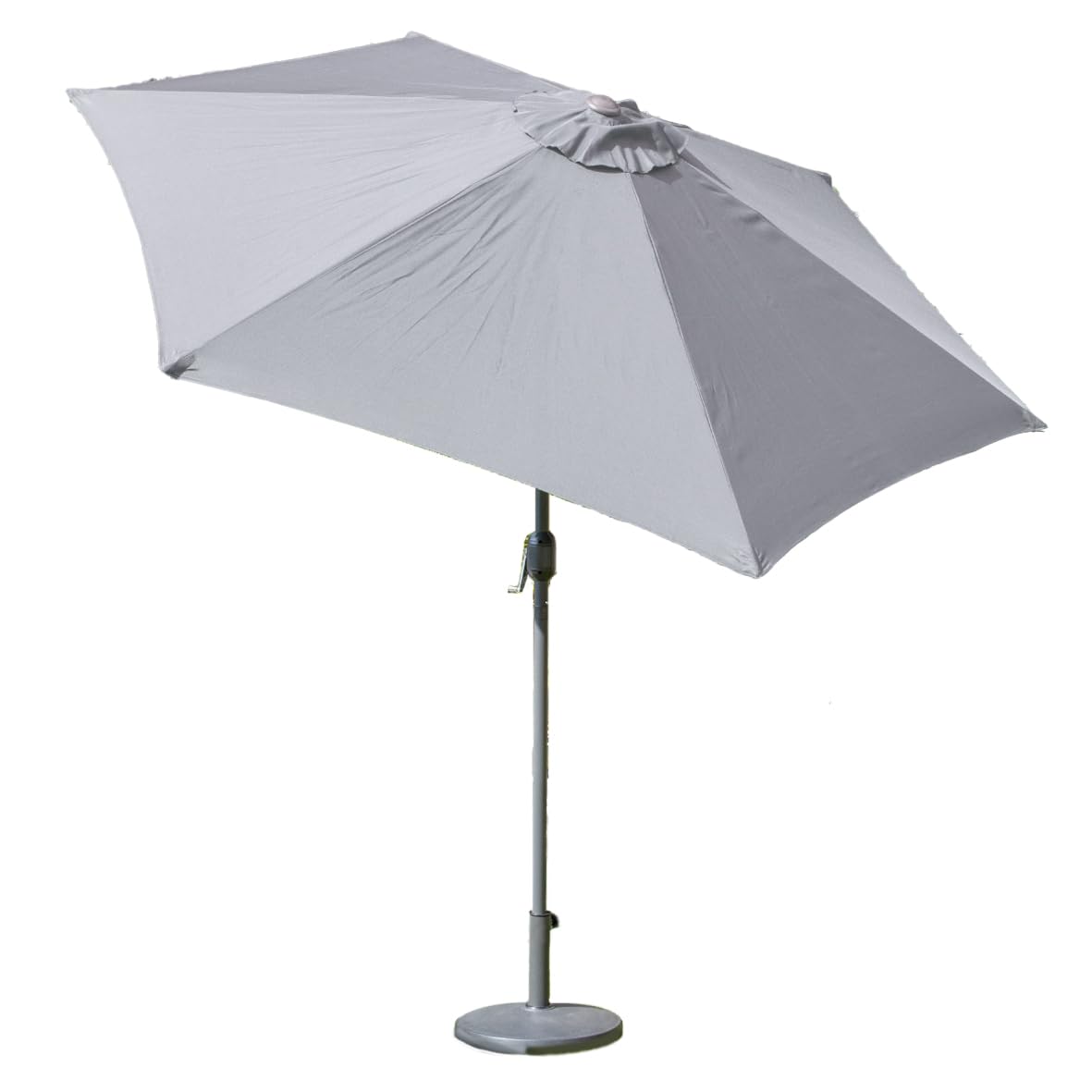 GardenKraft 14730 2.7m Outdoor Garden Parasol/Tilt & Crank Mechanism / 6 Steel Ribs/UV 30 Protection/Durable Polyester Material/Grey Colour