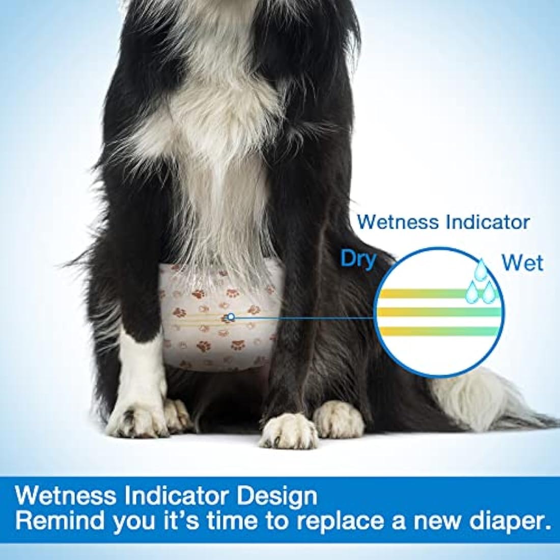 Pet Soft Dog Nappies Male- 50 Counts Disposable Male Dog Wraps, Super Absorbent Puppy Dog Diapers Incontinence Nappy Wraps with Wetness Indicator (M-50 Count)