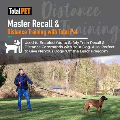 Total Pet 20m Training Lead for Dogs & Puppy - Long Line Leash With Control Handle For Recall/Obedience Training