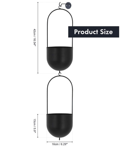 ibigbean Set of 2 Metal Hanging Planters Flower Pots Matte Black Big Size Pots Mid Century Modern for Home Dector Indoor & Outdoor