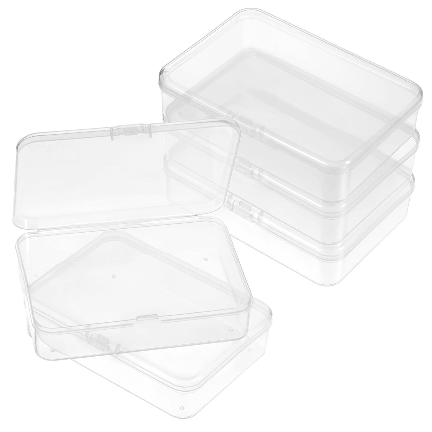 Jeffdad 5 Pcs Mini Plastic Storage Containers Box with Lid, 4x3x1 Inches Clear Rectangle Box for Collecting Small Items, Beads, Game Pieces