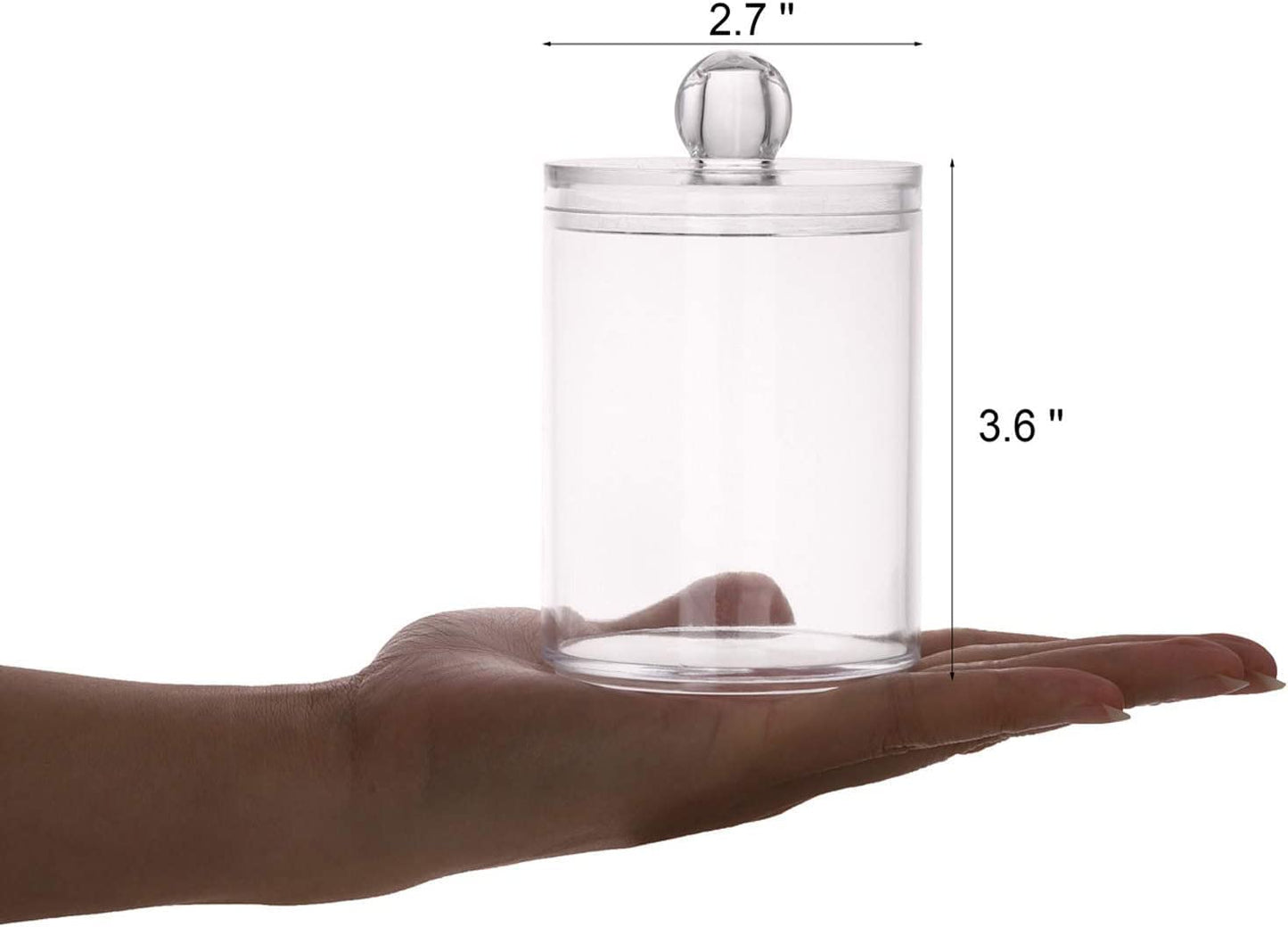 OWAYOTO Cotton Bud Holder 10 Oz Bathroom Jars with Lids Small Cotton Swab Ball Pad Holder Makeup Organizer Containers Dispenser for Cotton Ball Swab