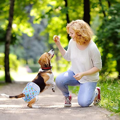 Medo3 Packs Reusable Dog Nappies, Super Absorbent Washable Dog Diapers Puppy Sanitary Wraps Panties for Female Pet Incontinence and Long Travels 30-40 cm/11.8-15.7 inch (S), pink+blue+yellow