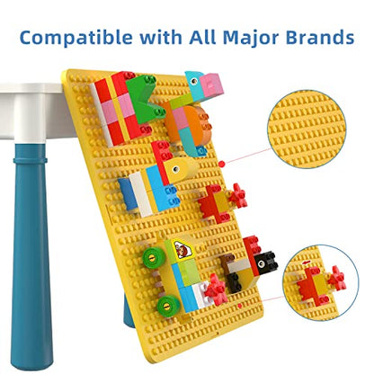 burgkidz Kids Building Blocks Table and Chair Set, Multi-Activity Table with 1 Chair and 130 Pieces Large Building Blocks, Creativity Bricks