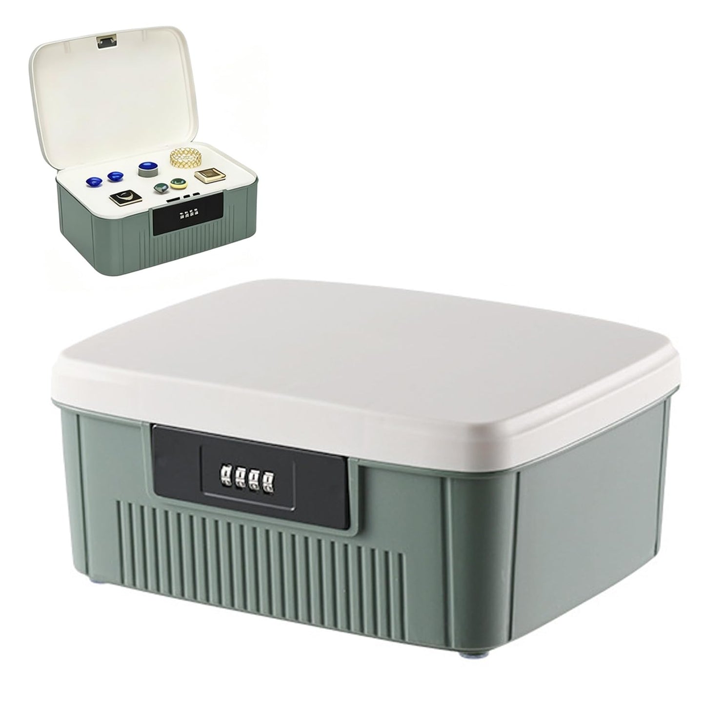 Chiziyixin 2 Layer Medicine Storage Box,Medication Lock Box with 4 Digital Code,Portable Handle,Removable Tray,Lockable Medical Storage Organiser for