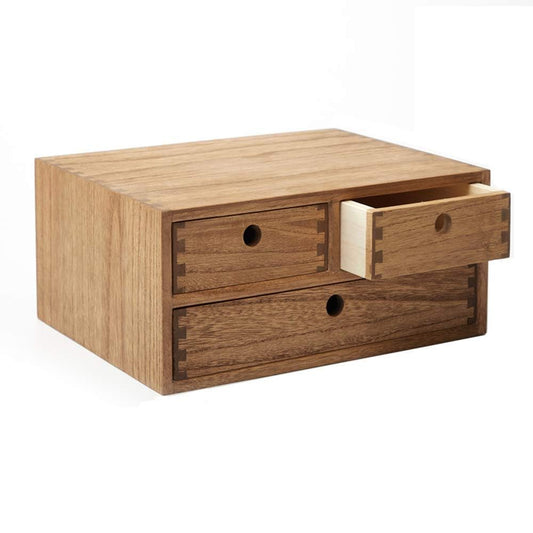 KIRIGEN Wooden Desktop Organizer Office Supplies Filing Tidy Storage Shelf Storage Cabinet Jewelry Organizer with 3 Drawers Dark Brown