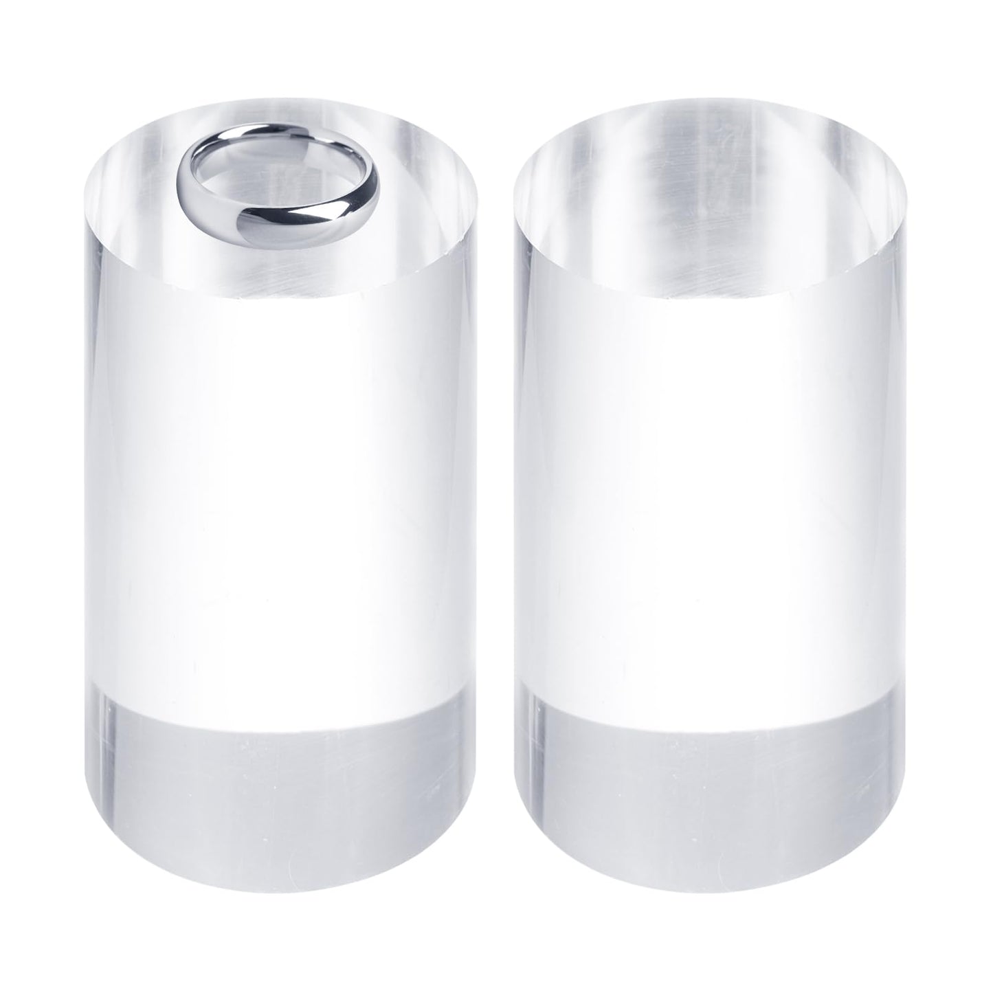 sourcing map 2pcs Acrylic Cylinder Display Blocks, 60 x 100 mm/2.4" x 3.9" Clear Jewelry Display Base Polished Cube Riser Stand Display Holder Base