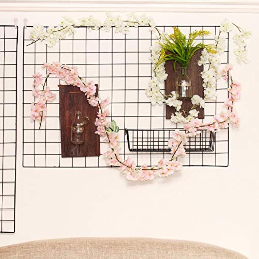 Artificial Silk Cherry Blossom Flowers Hanging Vine Garlands Home Wedding Decorations – White