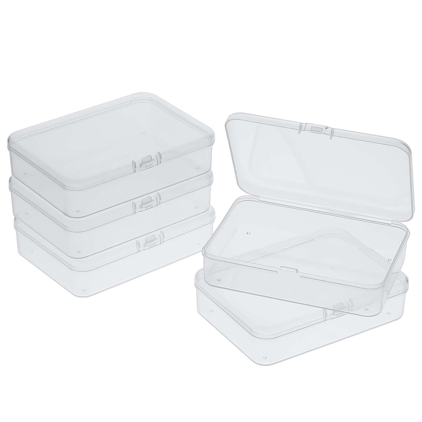 5 Pcs Mini Plastic Storage Containers Box with Lid, Small Storage Containers Travel Case 4x3x1 Inches Clear Rectangle Box Organizer for Collecting
