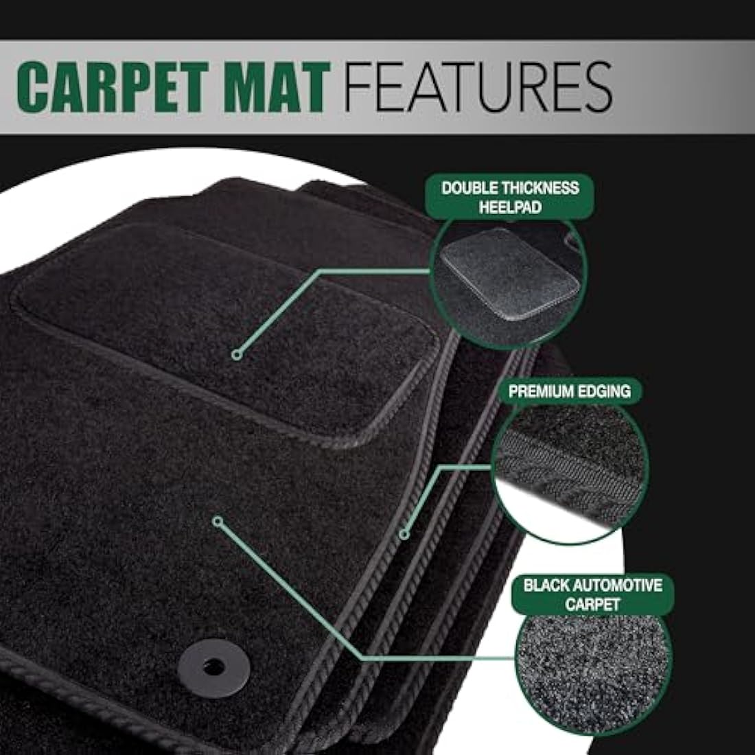 GCM - Car Floor Mats for MG Motors UK MG ZS [Auto] 2017 To 2022 Full Coverage Floor Protection - Anti Slip & Fit Car Mat with Clips Easy to Clean Car Carpet for All-Weather- Blue Edging, Carpet