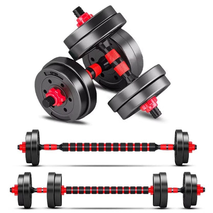 BCBIG Adjustable Dumbbell Set, 10kg, Red, PVC + Iron Sand, Home Fitness, Gym, Back Strength Training