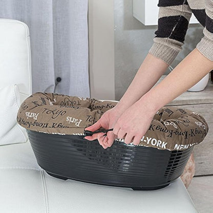 Ferplast Cushion for dog and cat bed SOFA' CUSHION 4 Padded spare cover for pet bed, Soft cotton washable, Adjustable with elastic cord, 64 x 48 x h 25 cm Brown