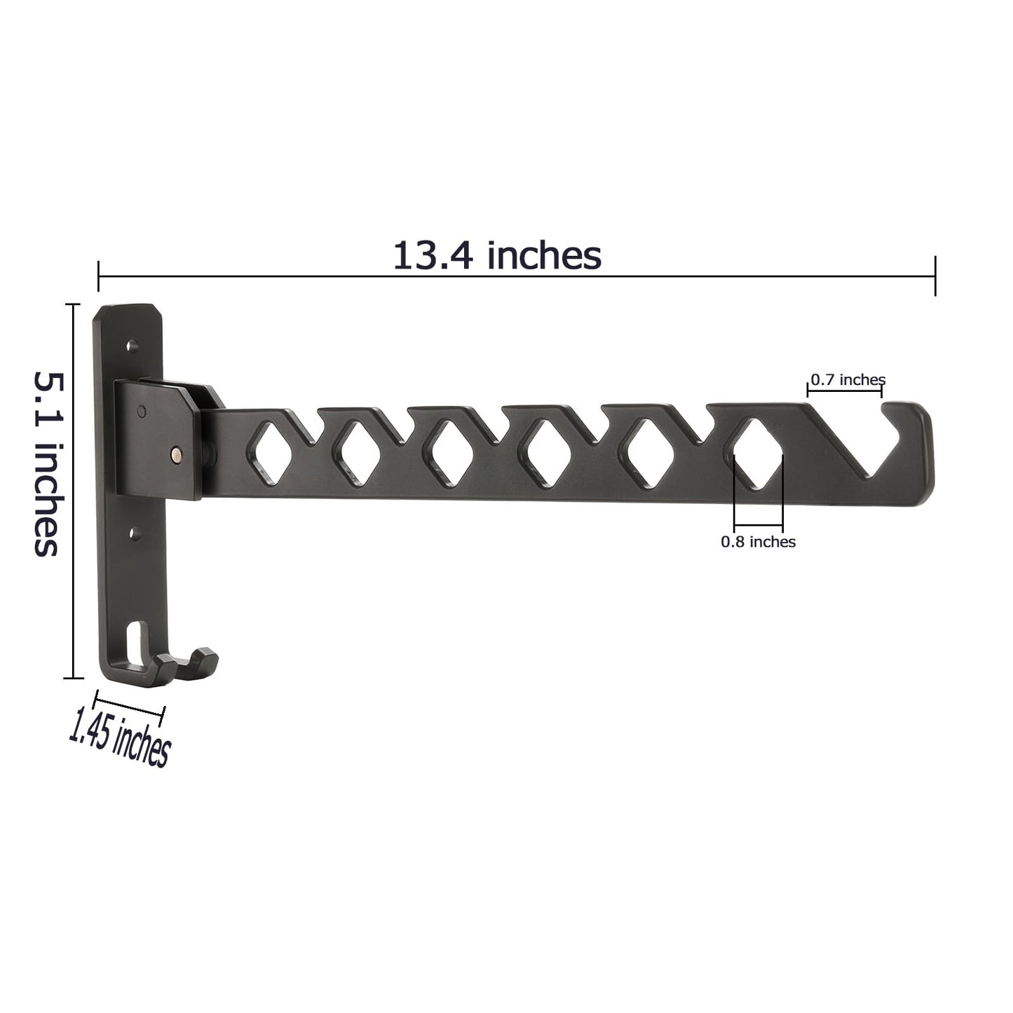 Coloch 2-Piece Foldable Metal Clothes Hooks, 340 x 25 mm Wall Clothes Rack, Foldable Clothes Organizer, Sturdy Clothes Fan for Laundry Room, Closet