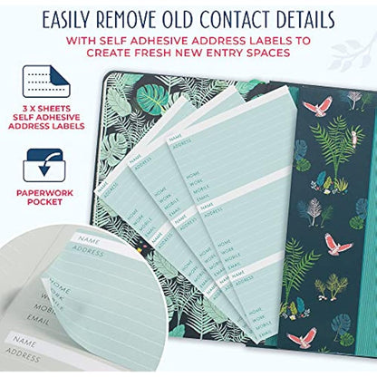 Boxclever Press Small Address Book with 432 Spaces. Address Books with Alphabet Index hardback, Pocket & Change of Address Labels. Perfect Gifts for Women 21 x 13 cm