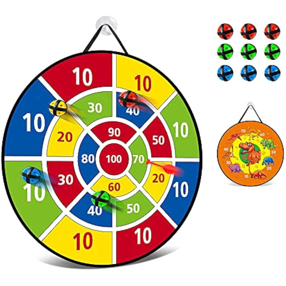 Tuko 26'' Large Dart Board Game Set for Kids with 9 Sticky Balls, Indoor Outdoor Fun Party Favor Toy for Boys Girls (BG0221212)