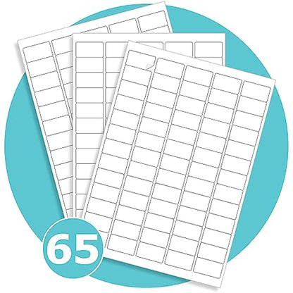 Triplast 50 x Multipurpose A4 Label Sheets - 65 Labels Per Sheet (38 x 21mm Each) - Easy Peel White Labels for Inkjet & Laser Printer - Address Labels, Shipping Labels, File Labels, DIY Stickers