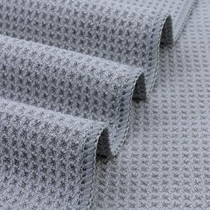 POLYTE Premium Microfibre Kitchen Dish Tea Towel Waffle Weave (Gray, 40x71) 12 Pack