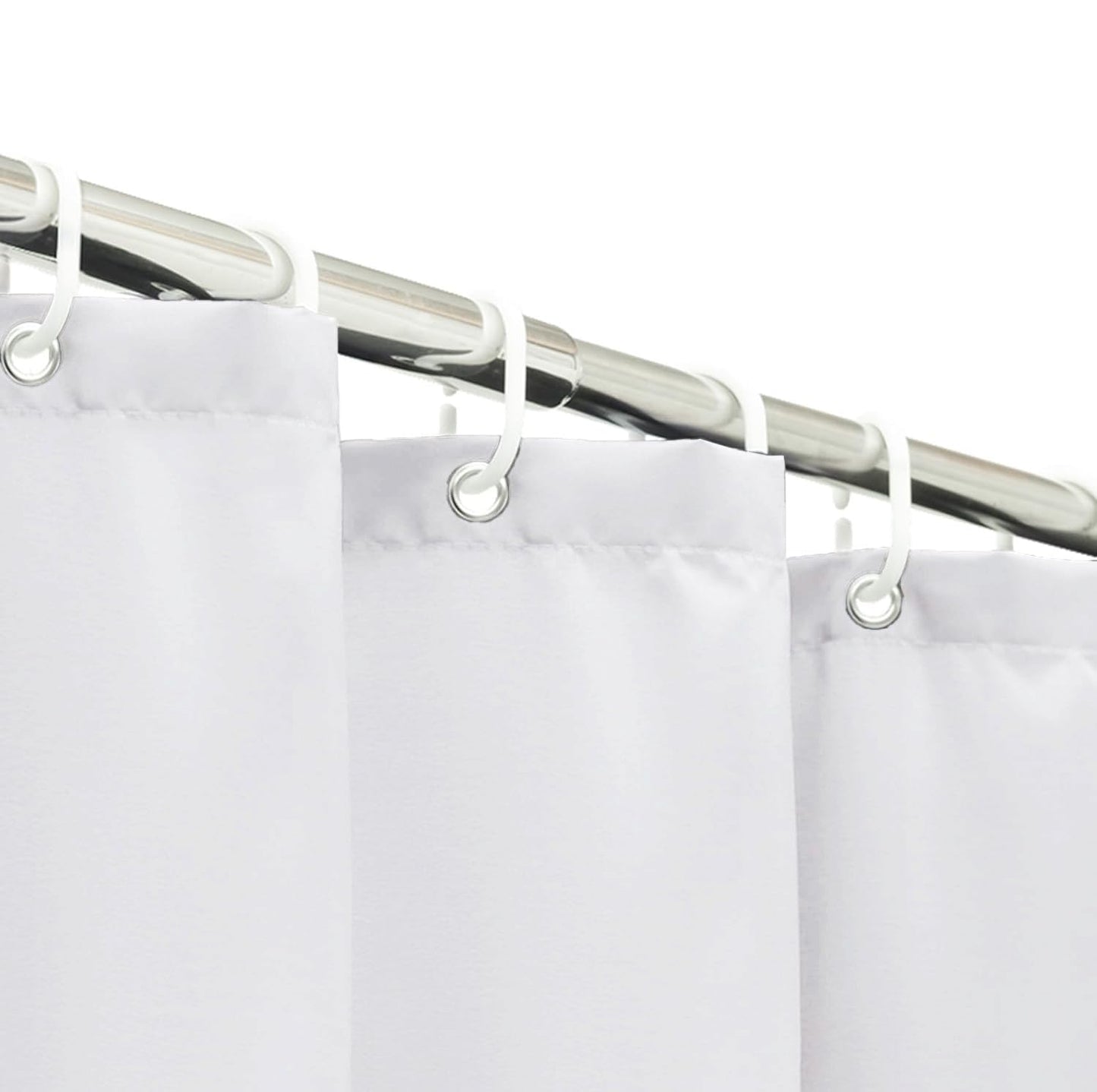 HOMTRYLIC White Shower Curtain W240 x L200cm Plain Fabric Shower Curtain for Bathroom Water Repellent Long Bath Shower Curtain Set with 14 Hooks
