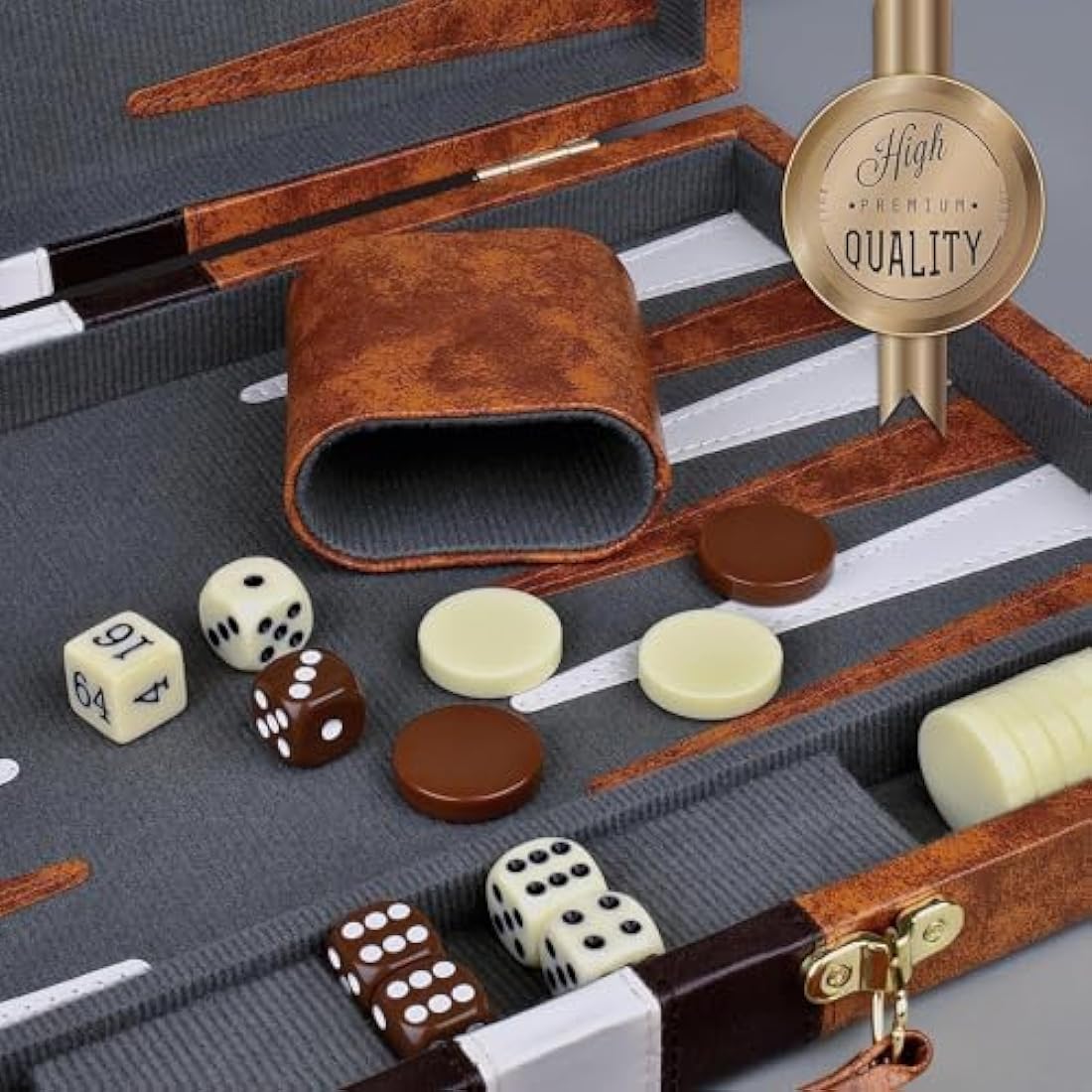 RENO Backgammon Set-15 Inch Elegant Leather Backgammon Sets - Backgammon set for Adults and Kids -Travel Backgammon -Garden games-Board games for 2