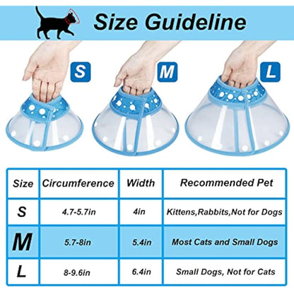 Vivifying Pet Cone, Adjustable Cat Cone, 5.7-8 Inches Lightweight Elizabethan Collar for Puppies, Small Dogs and Cats (Blue)