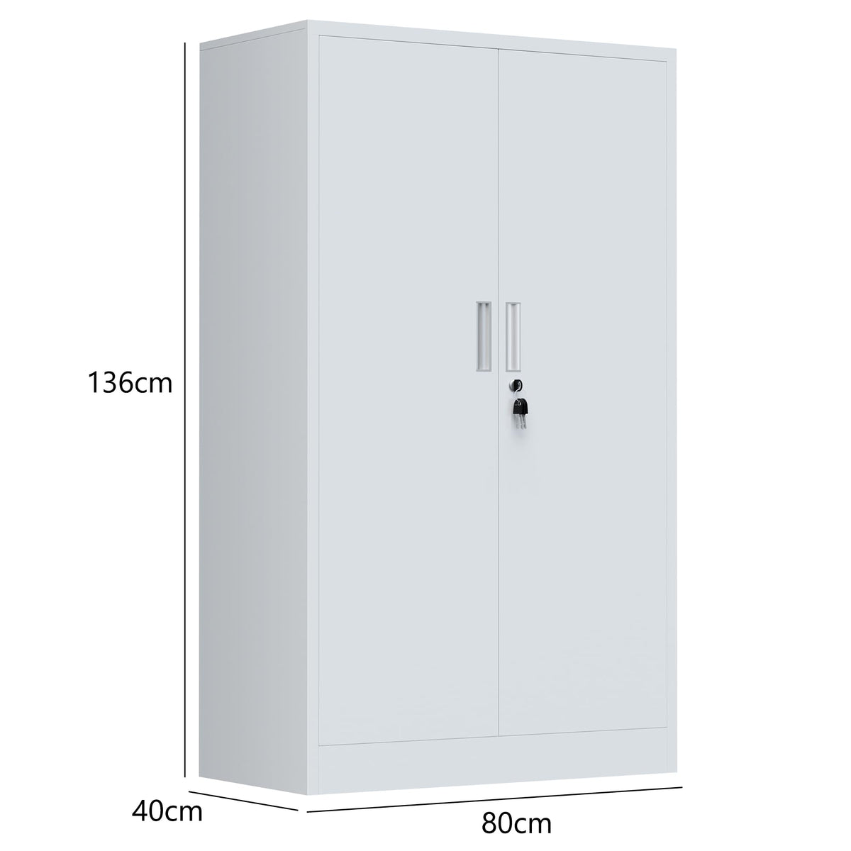 iJINGUR Metal Storage Cupboard with Locking Doors and 3 Adjustable Shelves, Lockable Steel Storage Cabinet for Home Office Garage Kitchen Pantry
