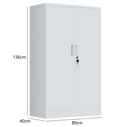 iJINGUR Metal Storage Cupboard with Locking Doors and 3 Adjustable Shelves, Lockable Steel Storage Cabinet for Home Office Garage Kitchen Pantry
