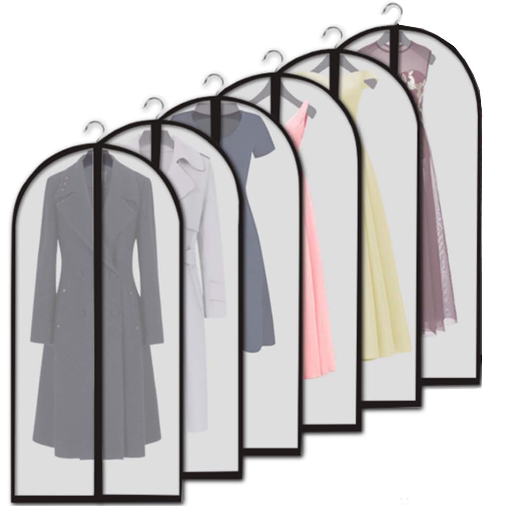 Moth Proof Clothes Covers, Waterproof Dustproof Garment Bags with Zip PEVA Translucent Garment Covers Bags, used for Storing Long Clothes, Dresses