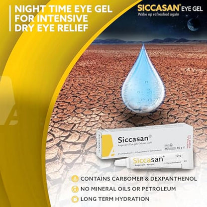 Siccasan Intensive Eye Gel | Corneal Gel & Eye Lubricant | Eye Gel for Dry Eyes| Relief Against Irritated and Sore Eyes | Night Time Eye Gel for Dry Eyes