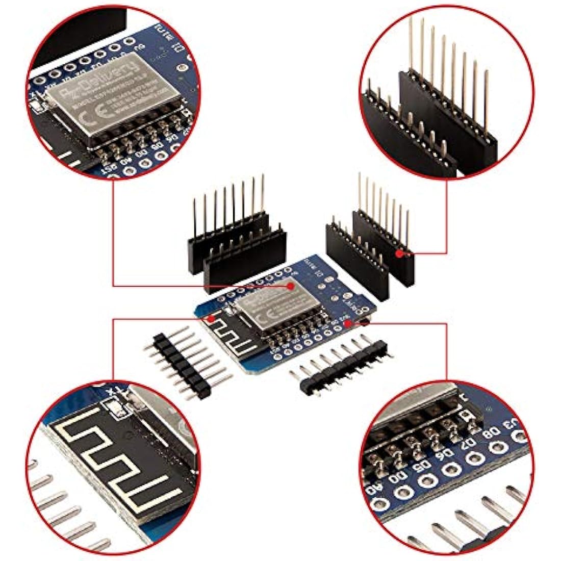 AZDelivery 5 x D1 Mini NodeMcu WiFi Board ESP8266-12F CH340G WLAN ESP8266 Micro USB Lua Module 3.3V 500mA compatible with Arduino Including E-Book!