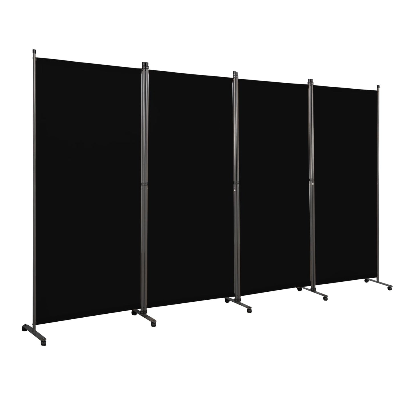 Angel Living 4 Panels Folding Room Divider, Privacy Screen Composed of Polyester Fabric and Sturdy Iron Frame