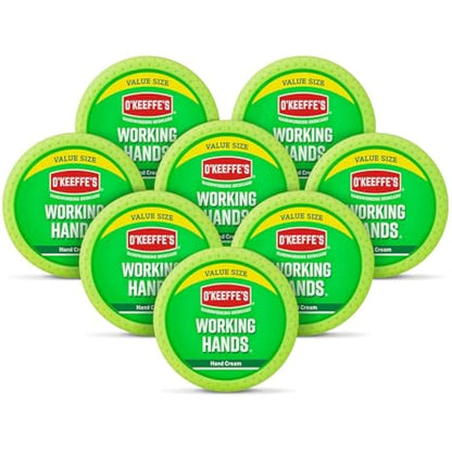 O'Keeffe's Working Hands Value Size Jar 193g (8 Pack) - Hand Cream for Extremely Dry, Cracked Hands | Instantly Boosts Moisture Levels, Creates a Protective Layer & Prevents Moisture Loss