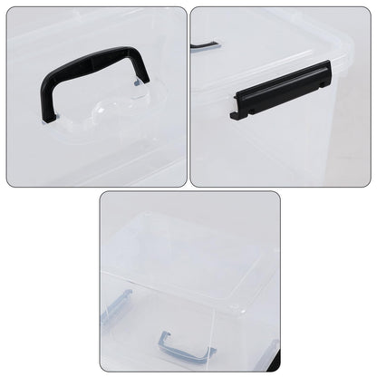 Vadidiya 12 L Plastic Storage Boxes with Lids and Handles, 6 Packs