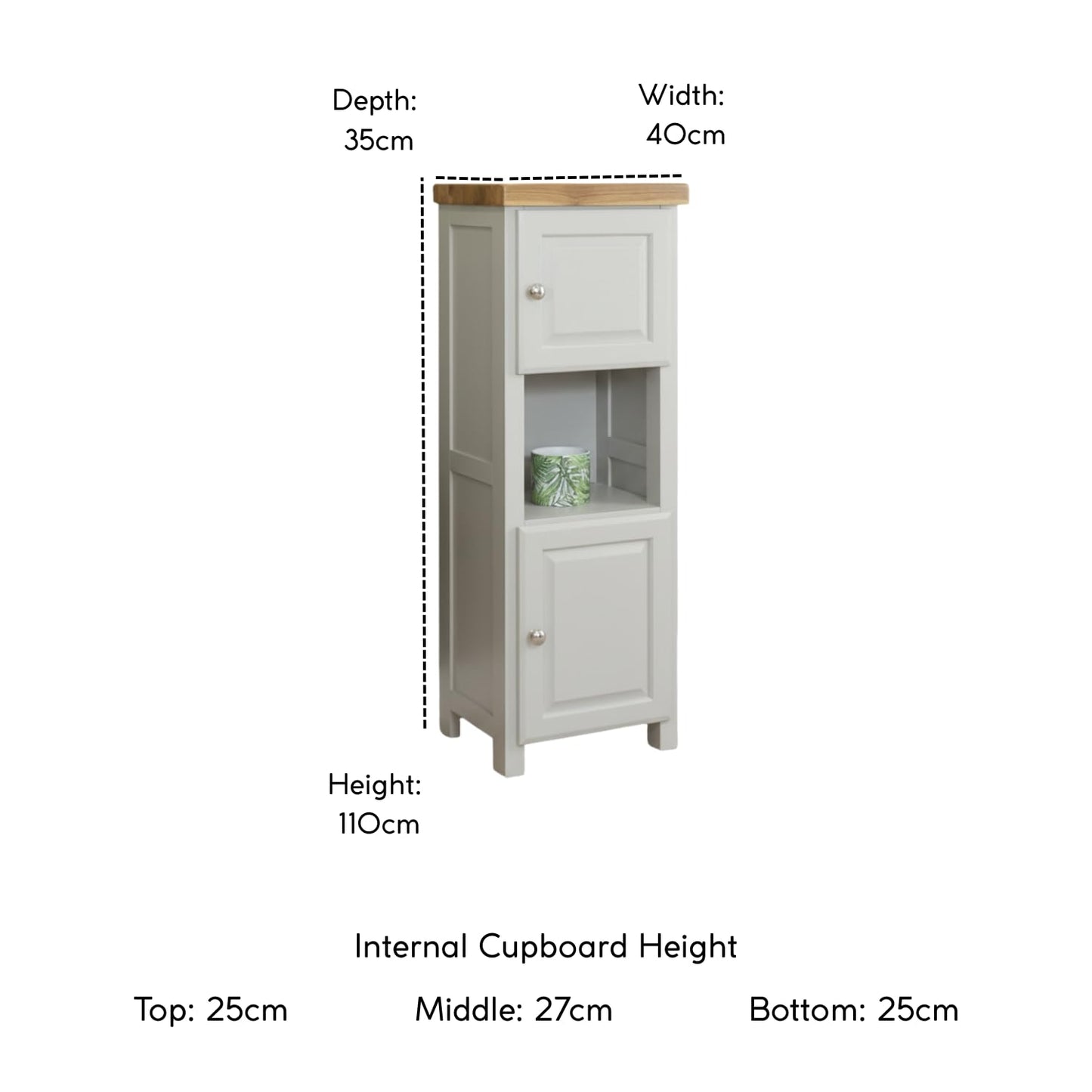 GROFurniture Tall Painted Slim Cabinet Grey, Hallway Storage or Livingroom Unit, Corner Display Unit with Shelf