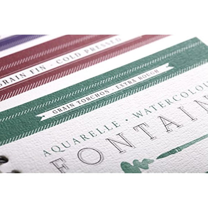 Clairefontaine - Ref 96430C - Fontaine Extra Rough Watercolour Glued Pad (25 Sheets) - 30 x 40cm Size, 300gsm Paper - Suitable for Watercolour Artwork