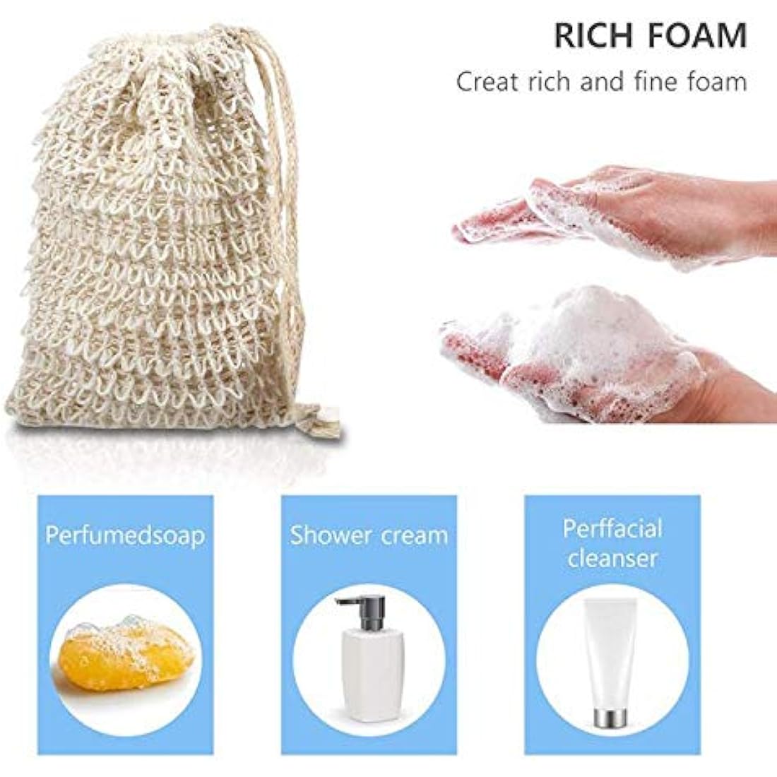 KIPETTO 15Pcs Soap Saver Bag Natural Sisal Exfoliating Soap Pouch Drawstring Soap Bags for Shower Bath, 5.5"x3.5"
