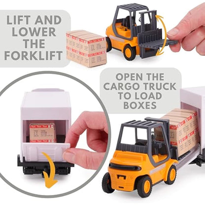 Toyland® Metal Load and Go Vehicle Set - Scania Cargo Truck with Forklift and Pallet - Transport Vehicle Toys - Toys for Boys (White)