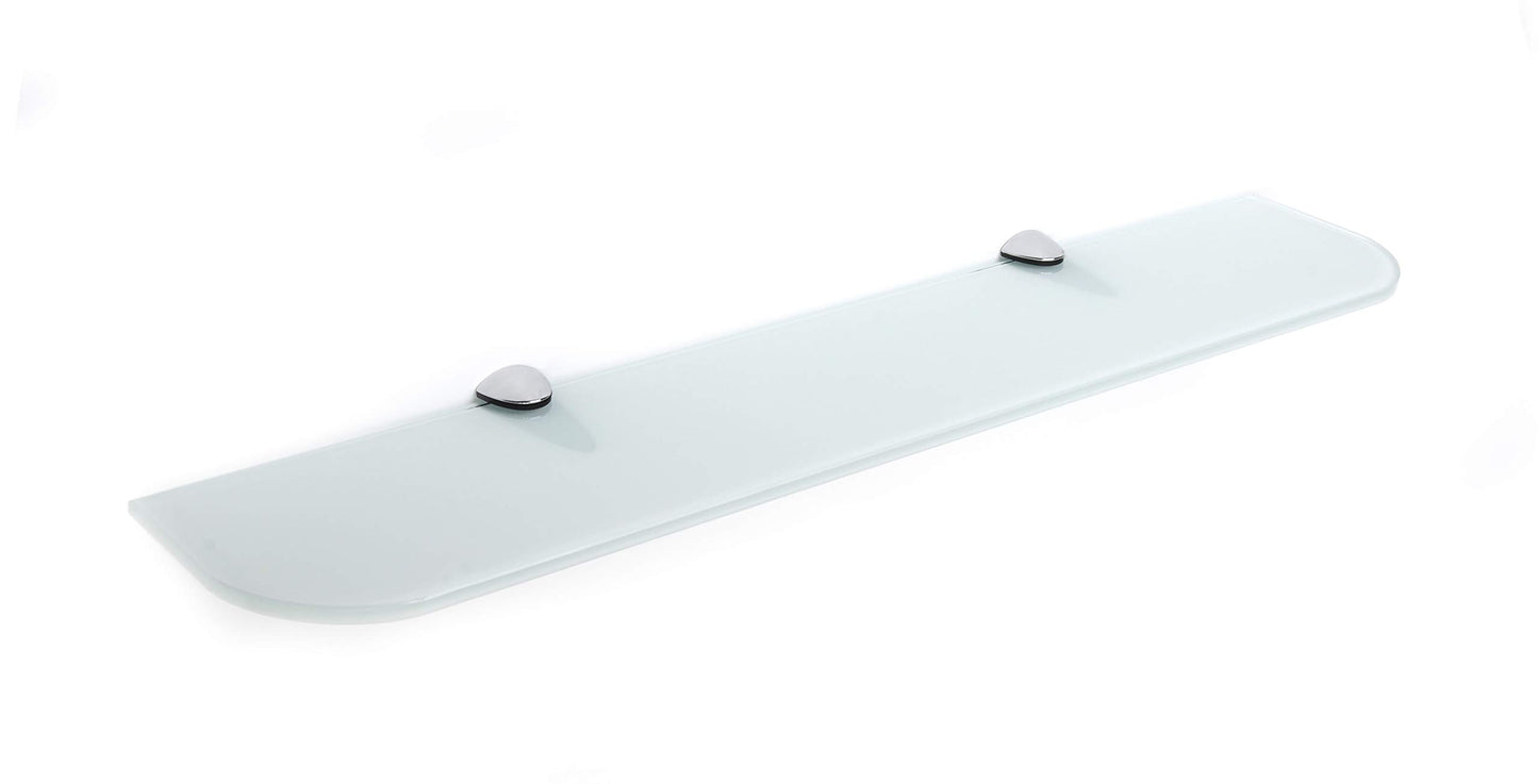 6mm Thick Toughened Glass Shelves With Curved Corners and Large Chrome Finish Shelf Supports 600mm (24” approx) and 500mm (20” approx) Black