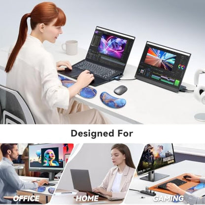 ZIBLY Wrist Rest Keyboard and Mouse Set - Anti-Skid Non Slip Ergonomic Wrist Cushion Support Pad (Blue Marble 2 Pcs)