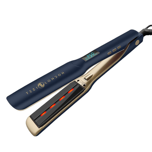 Tezi London - Professional Infrared Hair Straightener, 45mm Wide Titanium Plate, Negative ions 3D Floating Plate, 30s Quick Heating, Adjustable