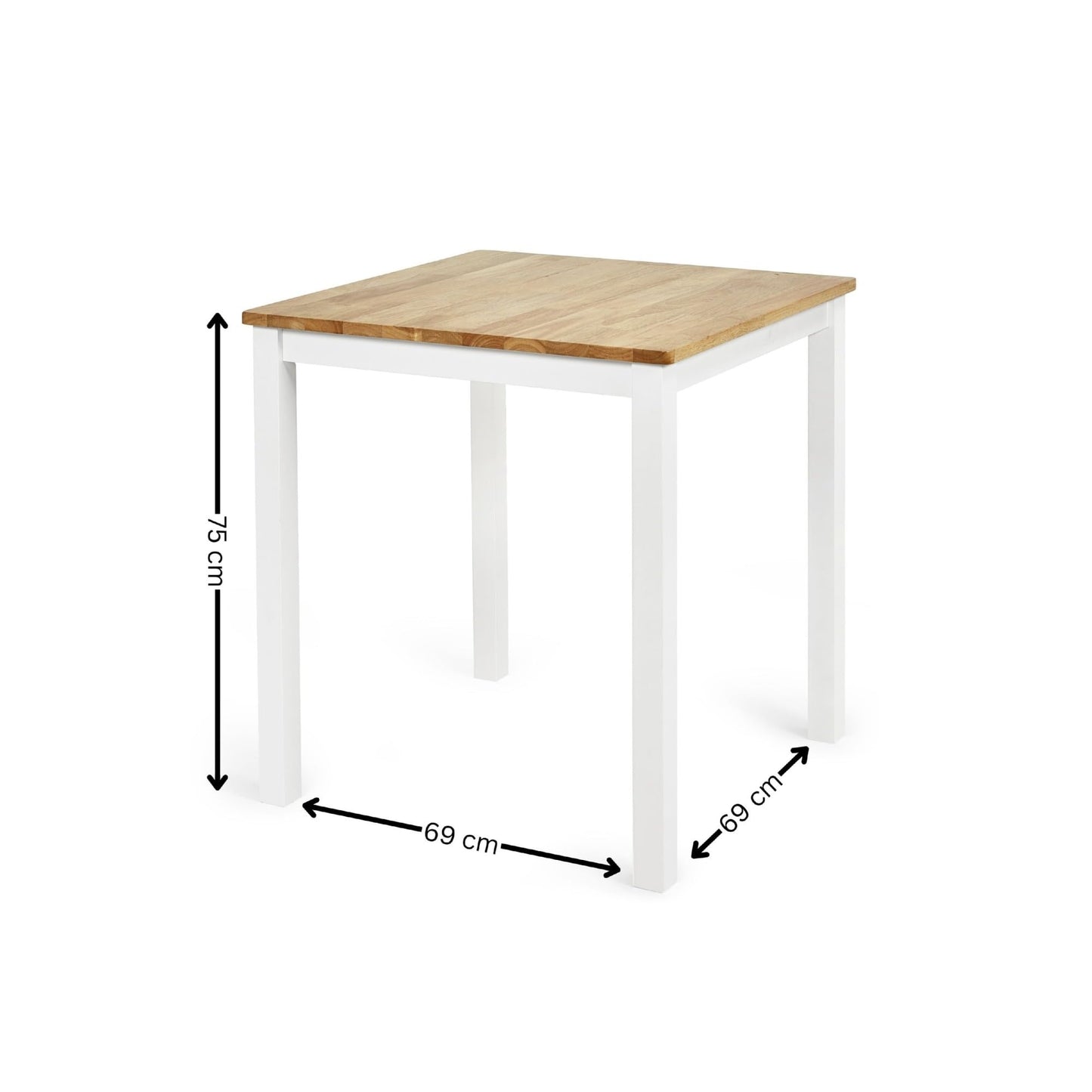 Julian Bowen Linwood White&Oak Square Dining Table - H75 x W69 x D69cm