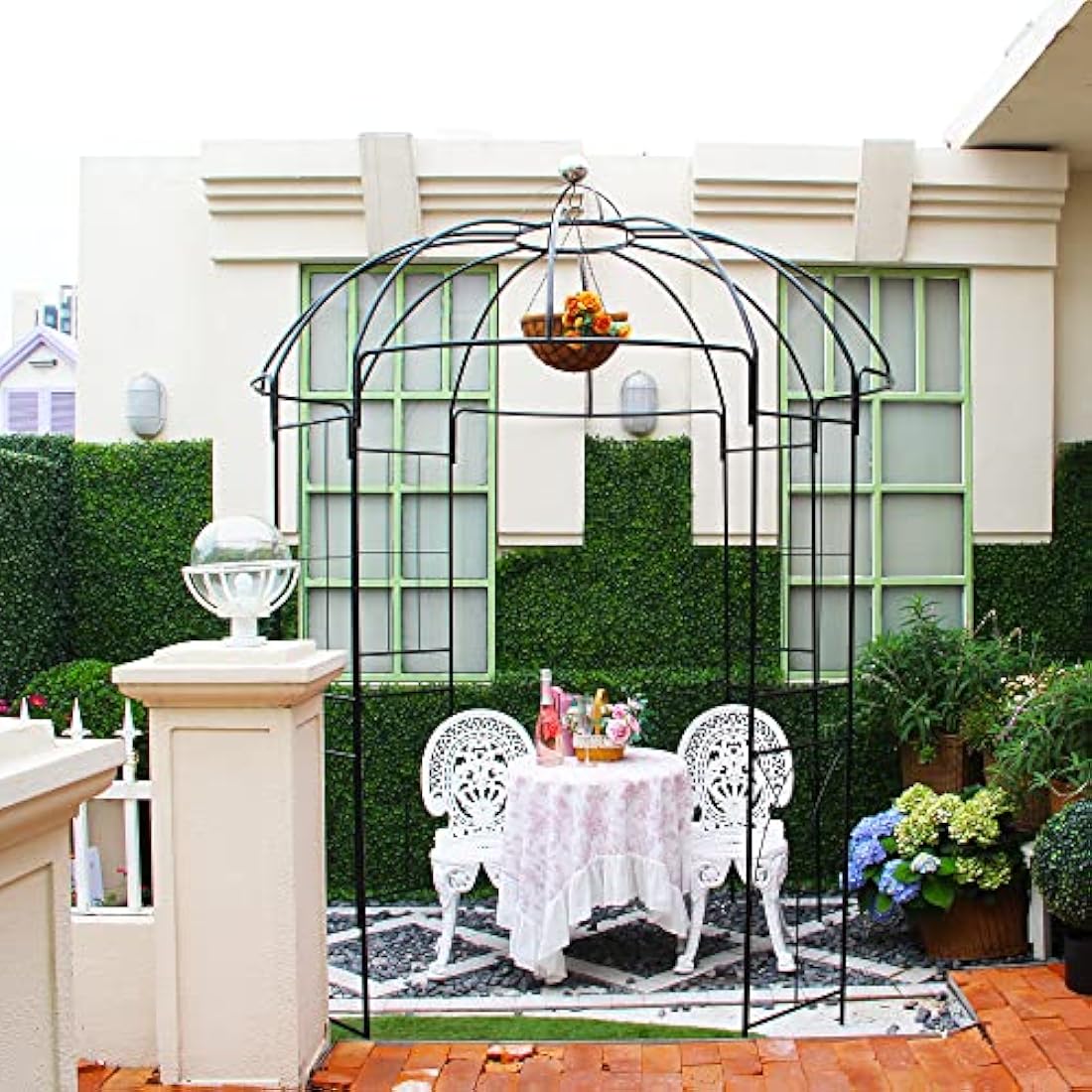 SCENDOR 4-Sided Garden Arbours Birdcage Shape Metal Gazebo Pergola Pavilion 106.7"L x 81.5"H x 81.5"W, Garden Rose Pavilion Arch for Backyard, Lawn, Wedding Decorations Ceremony