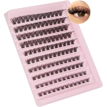 Lash Clusters, 120Pcs DIY Individual Eyelash Extenisons Natural Look D Curl Cluster eyelashes 8-16MM Reusable Individuals DIY at Home (#01)