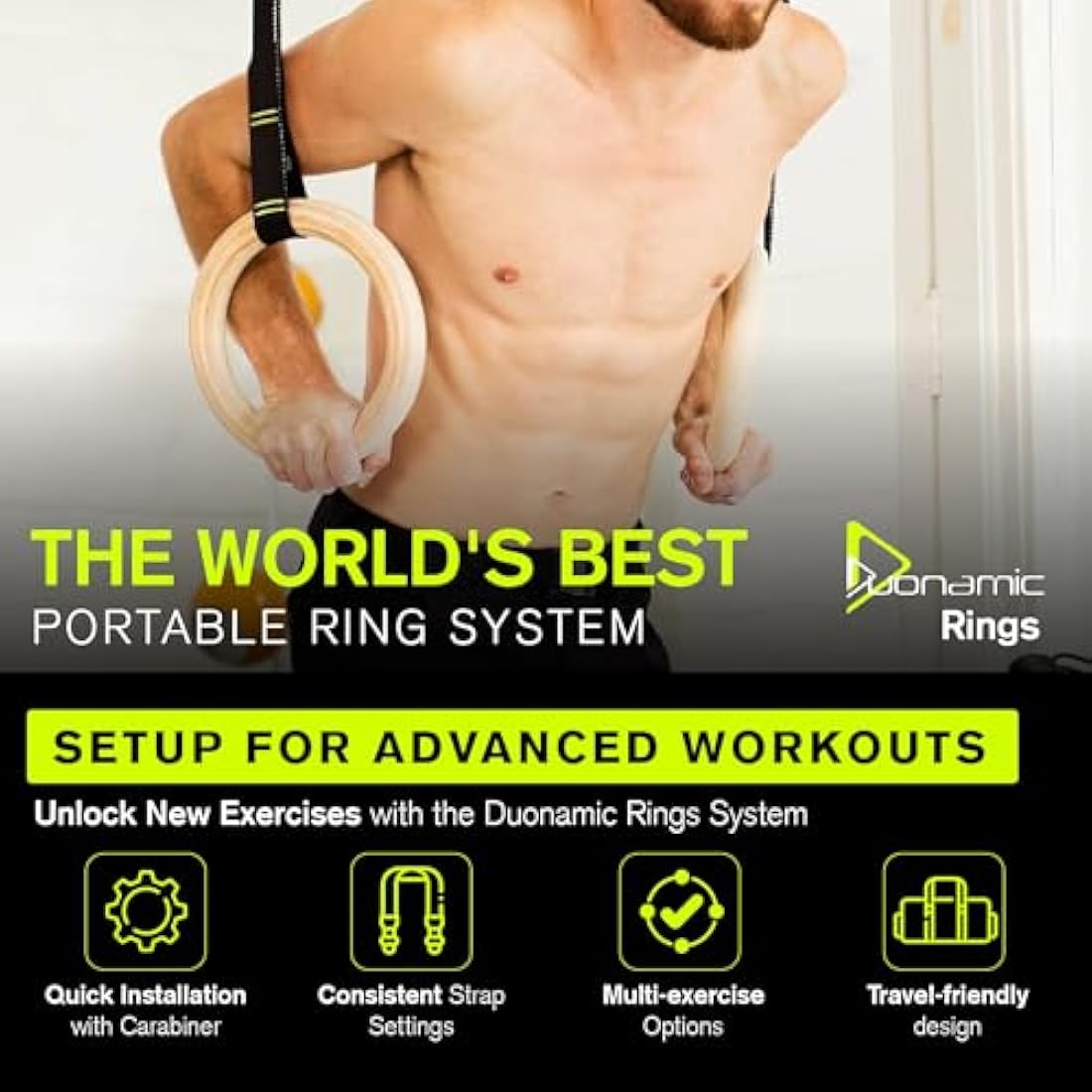 Duonamic Eleviia Neutral Grip Pull up Handles - Portable Pull up Bar for Travel, Workplace or Home - Pull up Bar Doorway - Pull up Grips - Perfect for Calisthenics Enthusiasts, Gymnasts & Climbers