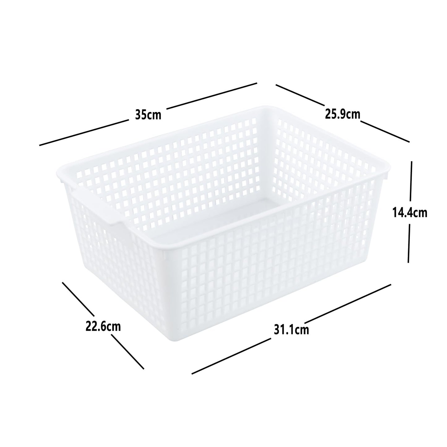 Obstnny Rectangular Storage Baskets Set of 4, Plastic Organiser Basket Box