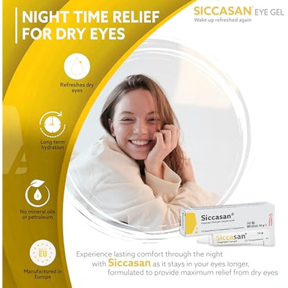 Siccasan Intensive Eye Gel | Corneal Gel & Eye Lubricant | Eye Gel for Dry Eyes| Relief Against Irritated and Sore Eyes | Night Time Eye Gel for Dry Eyes
