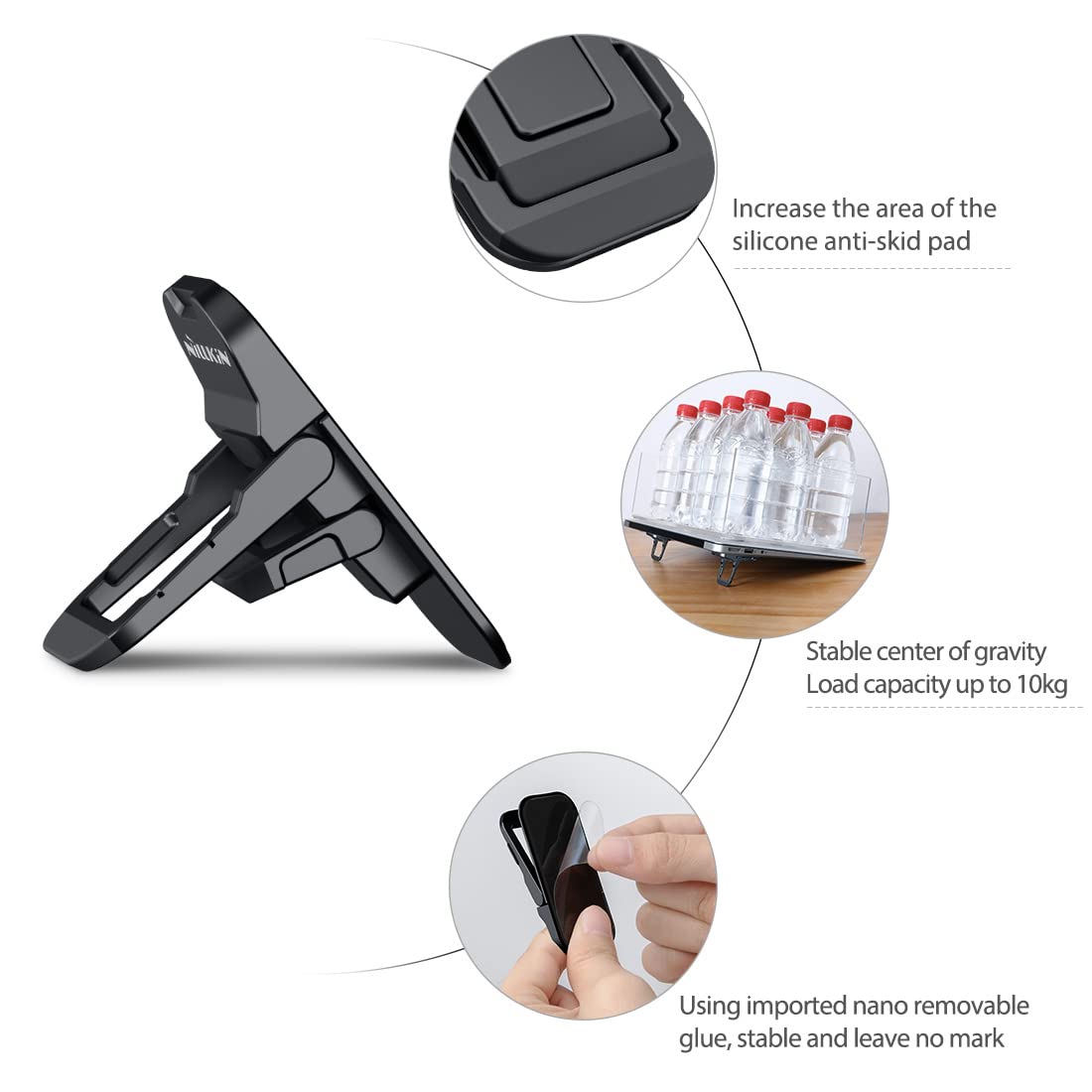 Nillkin Portable Laptop Stand Keyboard Cradle with Non-Slip Silicone Laptop Feet, Invisible Adjustable Computer Kickstand for MacBook Pro/Air, HP