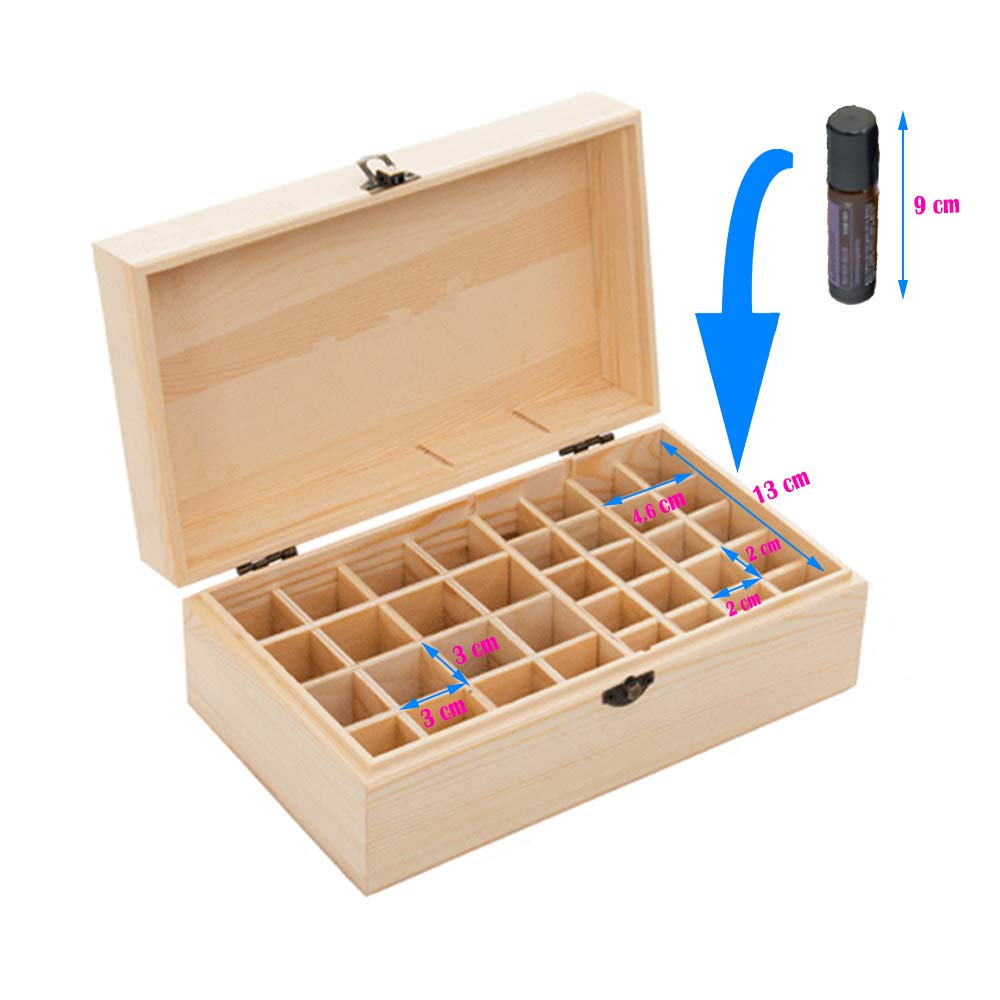 Gracelaza 36 Slots Wooden Essential Oil Organizer - Holds 5 10 15 ml Aromatherapy Bottles