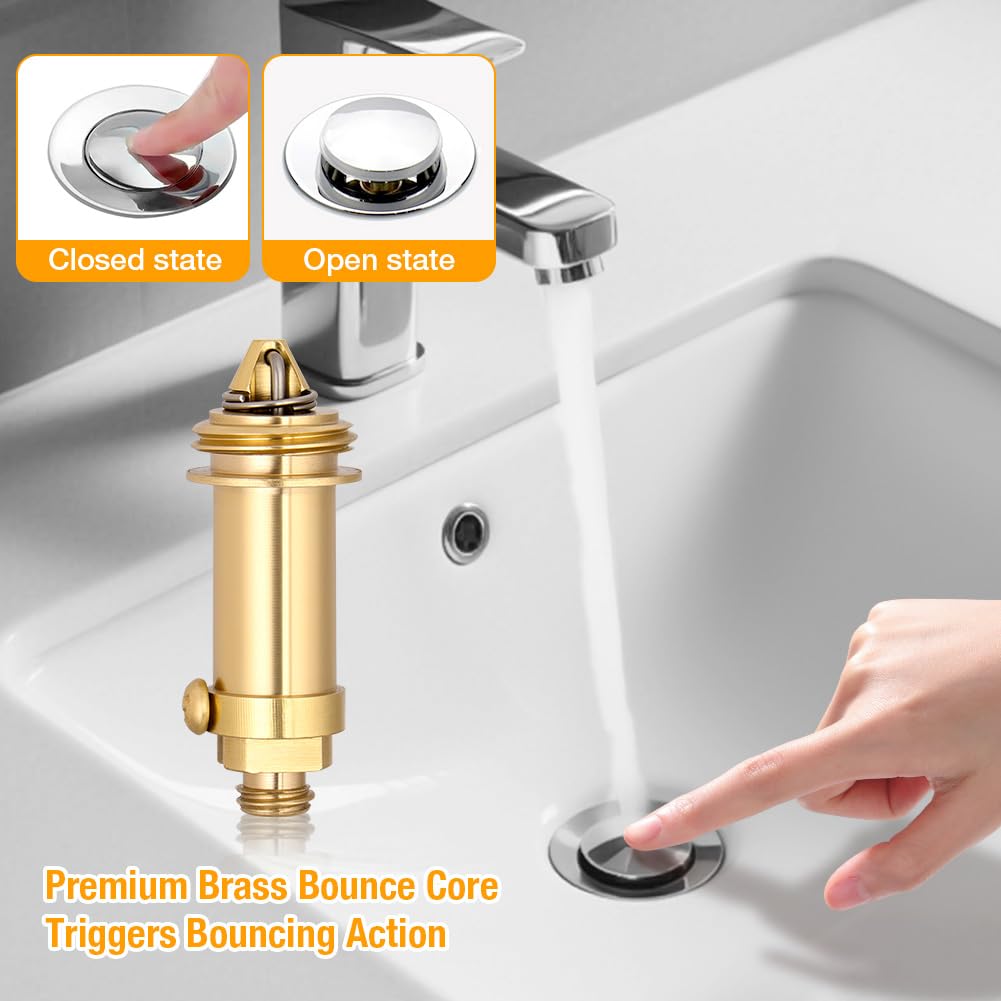 ABOHU Basin Pop Up Click Clack Brass Plug Bolt, 2 Pcs Basin Pop Up Click Clack Slotted Plug Bolt Assembly Basin Pop Up Plug Bolt Replacement Screw
