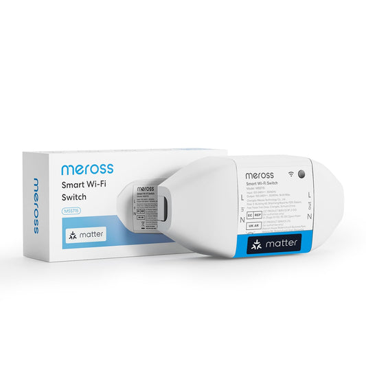 Meross Matter Smart DIY Switch with Energy Monitor, 16A Wireless Relay WiFi Switch Works with Alexa/HomeKit/Google Home, Smart Switch Module Voice &