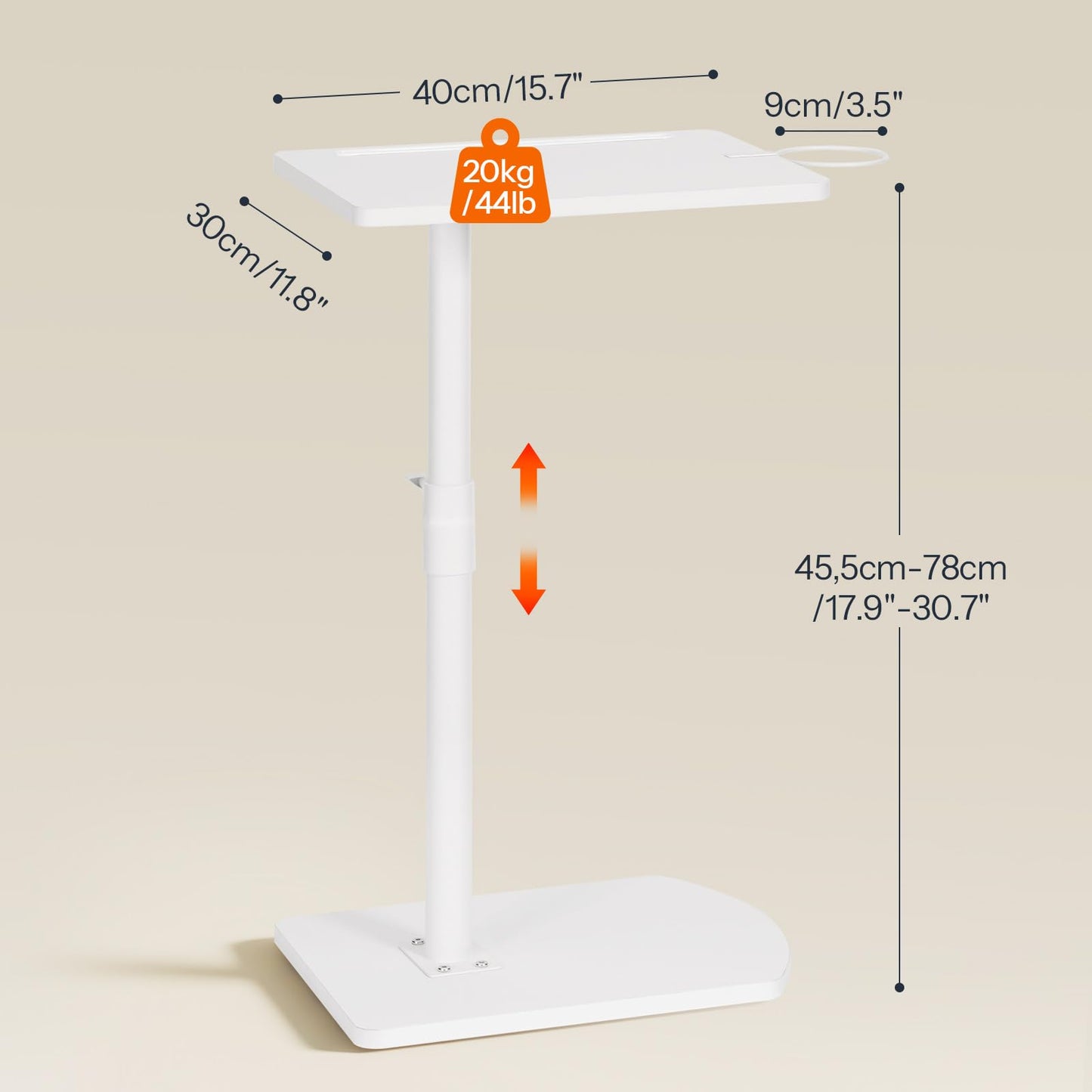 HOOBRO C Shaped Side Table, Height Adjustable Bedside Table, 360° Rotating Sofa Table Laptop Tables with Detachable Cup Holder and Tablet Slot